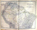 Old South America Galapagos Islands Bolivia Johnston Map 1883 Brazil Victorian