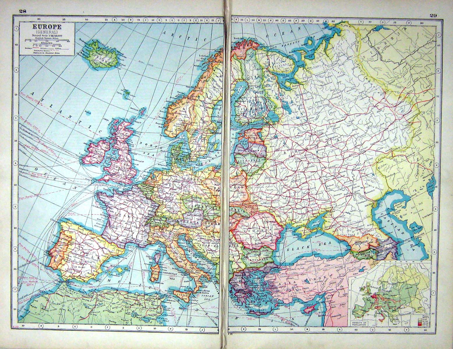 Antique Print Hammerton Map C1920 Europe Berne Athens Rome Caucasus Palermo