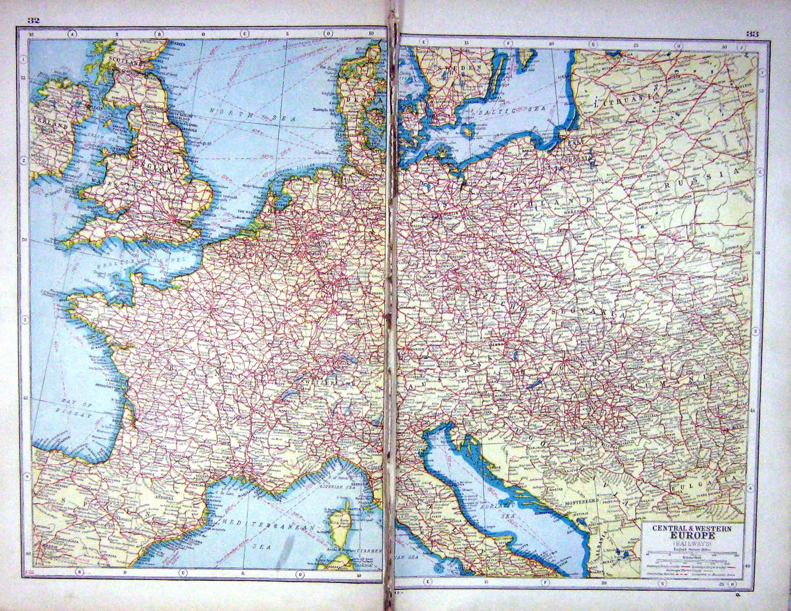 Antique Print Hammerton Map C1920 Europe Railway Plan Rotterdam Ghent Alps 20th
