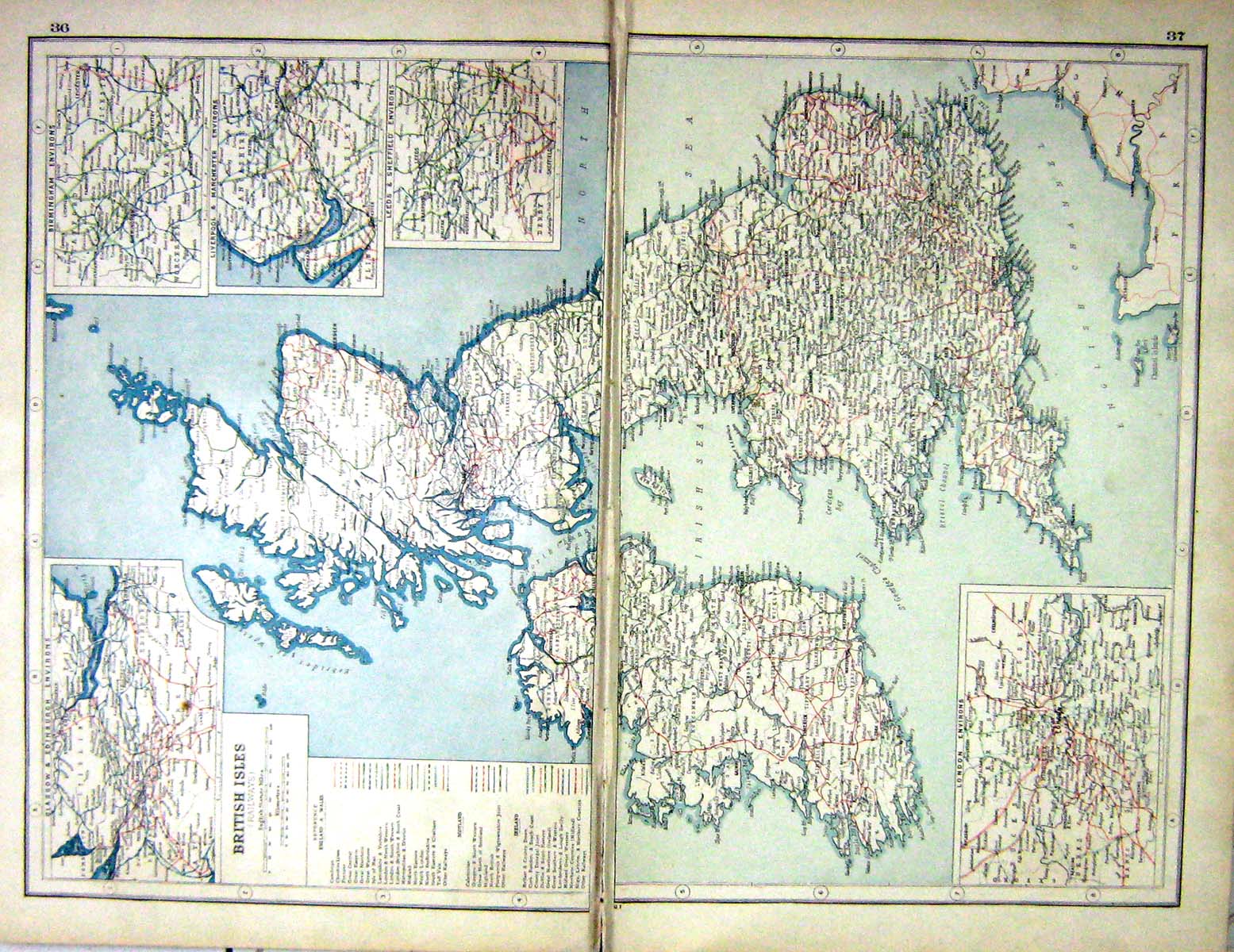 Old Print Hammerton Map C1920 British Isles Railway Tay Saltash Forth Br 20th