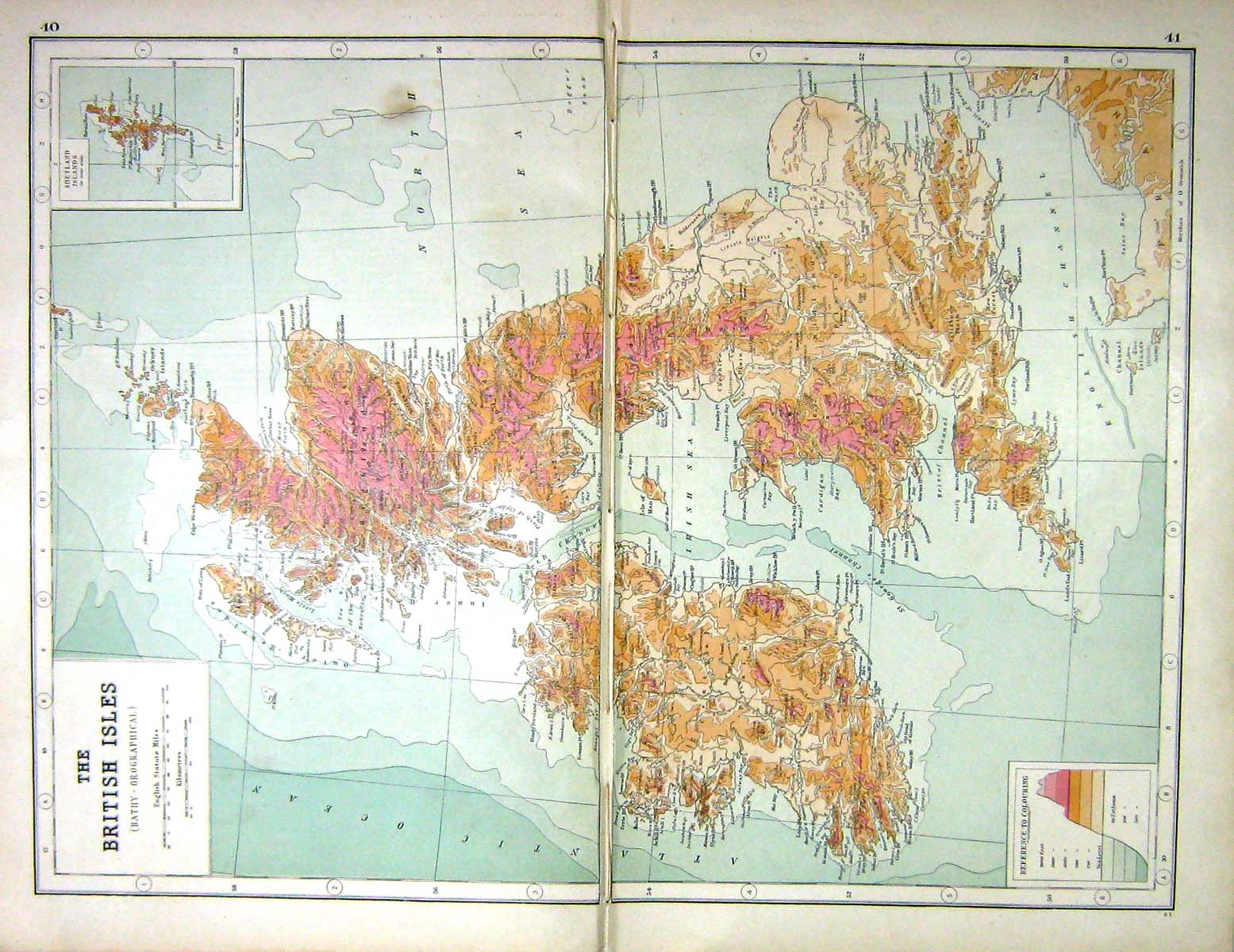 Old Print Hammerton Map C1920 Bathy-Orographical British Isles Chesil Es 20th