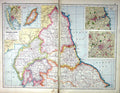 Old Print England Wales Newcastle Manchester Isle Man Hammerton Map C192 20th