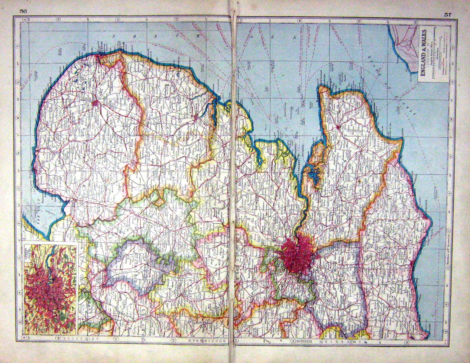 Old Print Hammerton Map C1920 England Wales Plan London Richmond Chalfon 20th