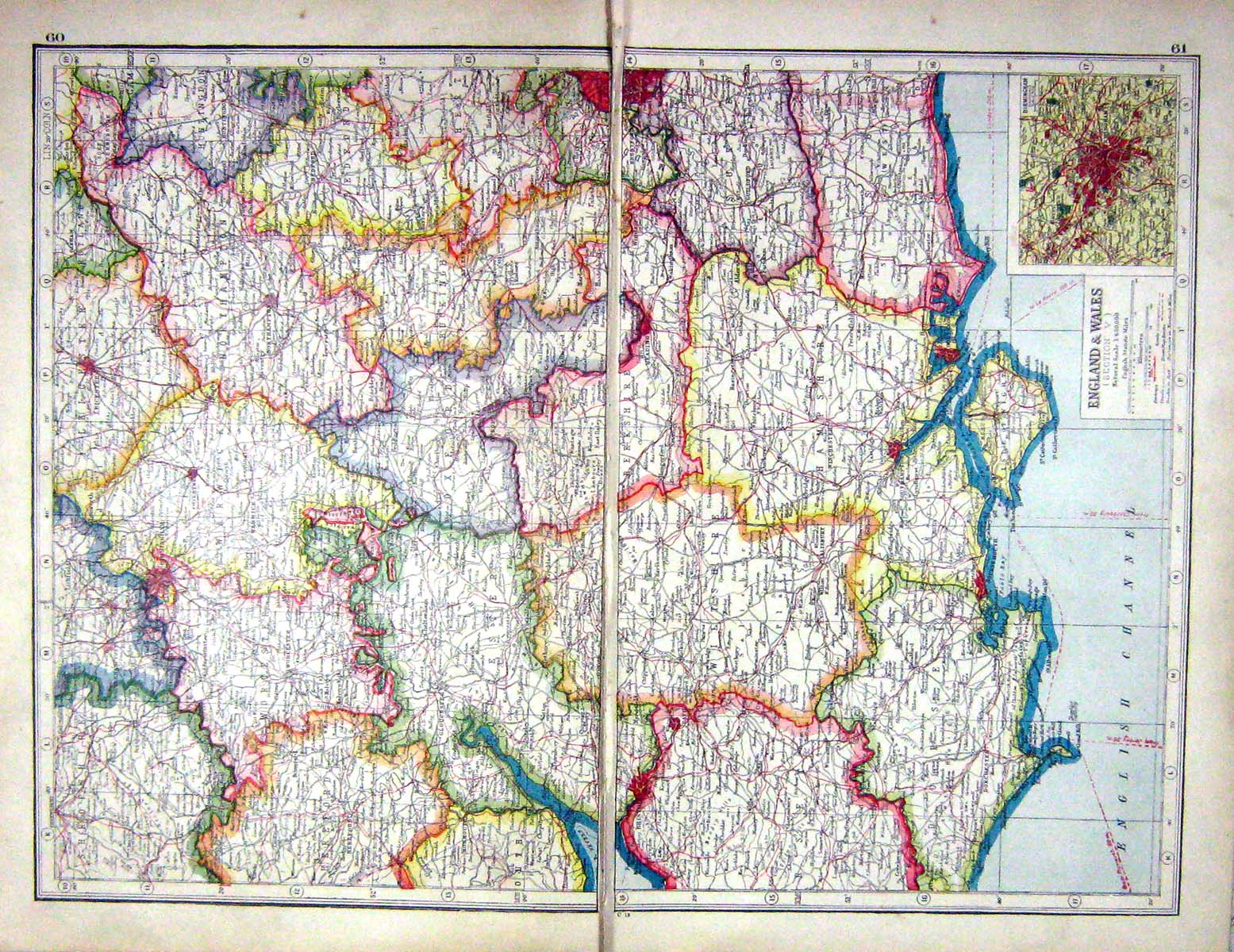 Antique Old Print Hammerton Map C1920 England Birmingham Salisbury Stonehenge