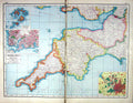 Old Print Hammerton Map C1920 England Land'S End Bristol Scilly Plymouth 20th