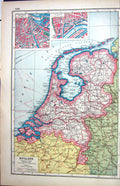 Old Print Hammerton Map C1920 Plan Amsterdam Rotterdam Holland Windmills 20th