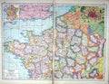 Old Print Hammerton Map C1920 Northern France Tours Paimpol Quimper Alsa 20th