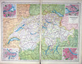 Old Print Hammerton Map C1920 Switzerland Plan Zurich Basel Geneva Berne 20th