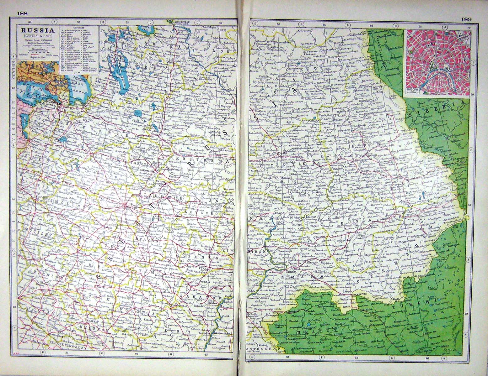 Old Print Hammerton Map C1920 Russia Plan Moscow Petrograd Crimea Sarato 20th
