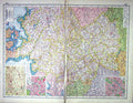 Old Print Hammerton Map C1920 Germany Plan Leipzig Munich Coalfields Emd 20th
