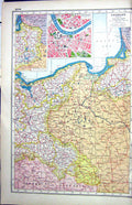 Antique Old Print Hammerton Map C1920 Germany Plan Dresden Prussia Konigsberg