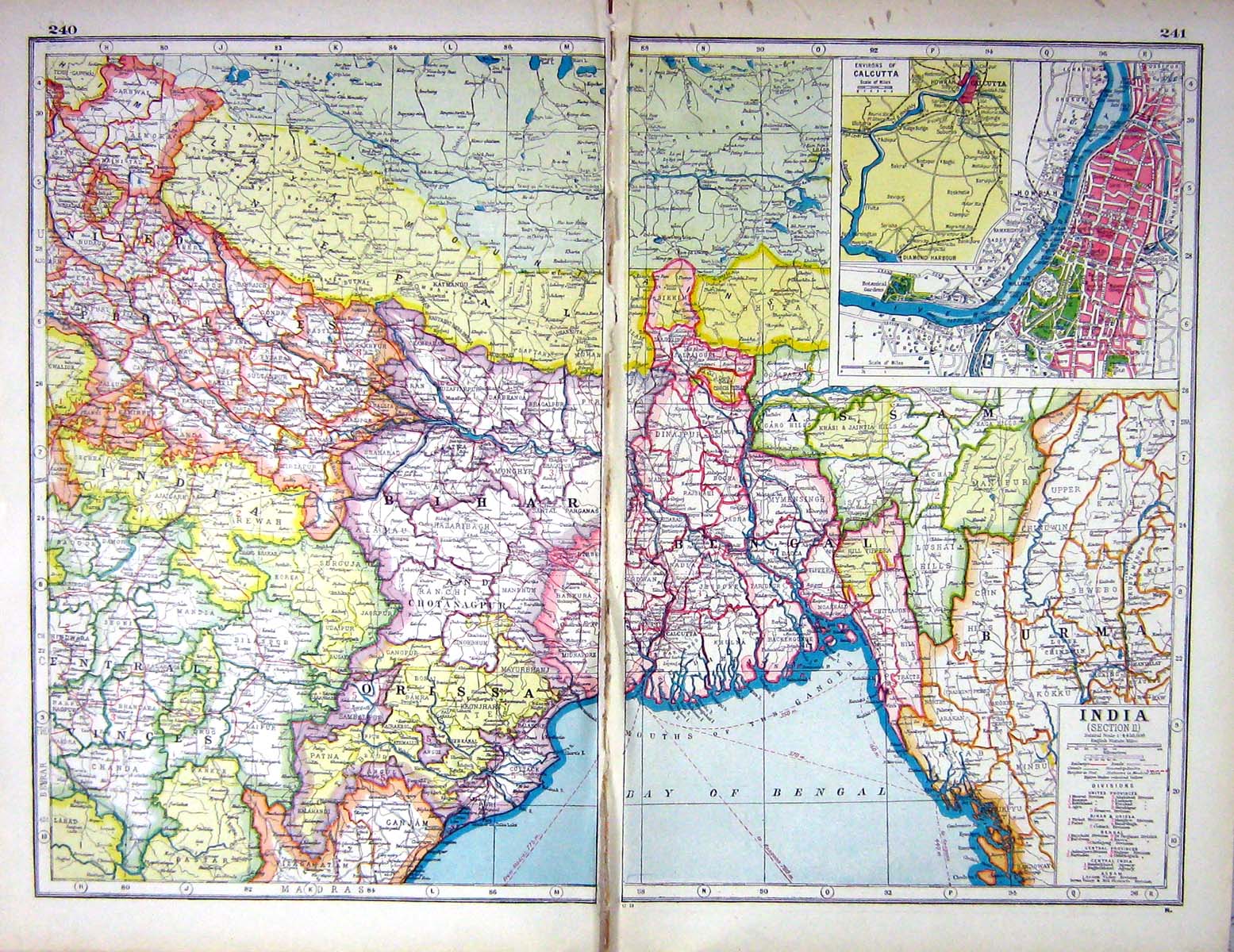 Antique Old Print Hammerton Map C1920 India Plan Calcutta Burma Dacca Lucknow