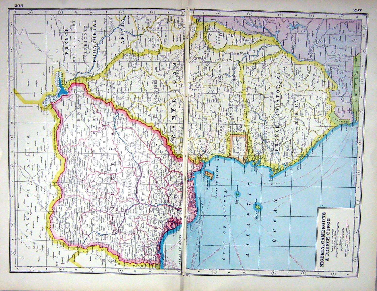 Antique Print Harmsworth Hammerton Map C1920 Nigerai Cameroons French Congo