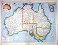 Antique Old Print Hammerton Map C1920 Australia Tasmania Bass Strait Kangaroo