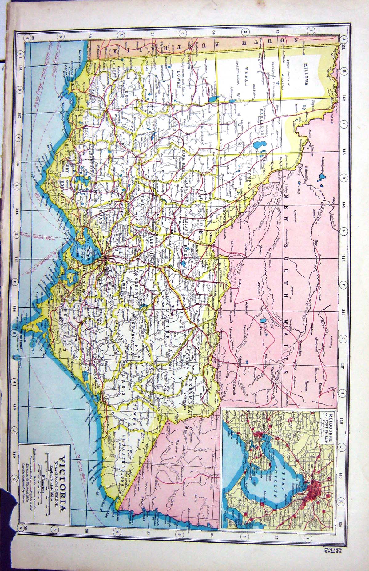 Old Print Hammerton Map C1920 Victoria Australia Melbourne Phillip Catan 20th