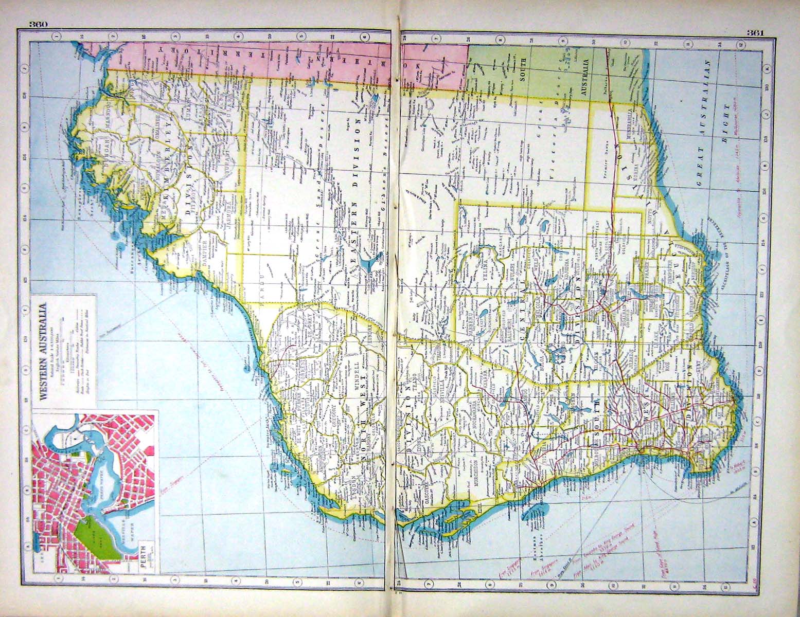 Old Print Hammerton Map C1920 Western Australia Plan Perth Victoria Alba 20th