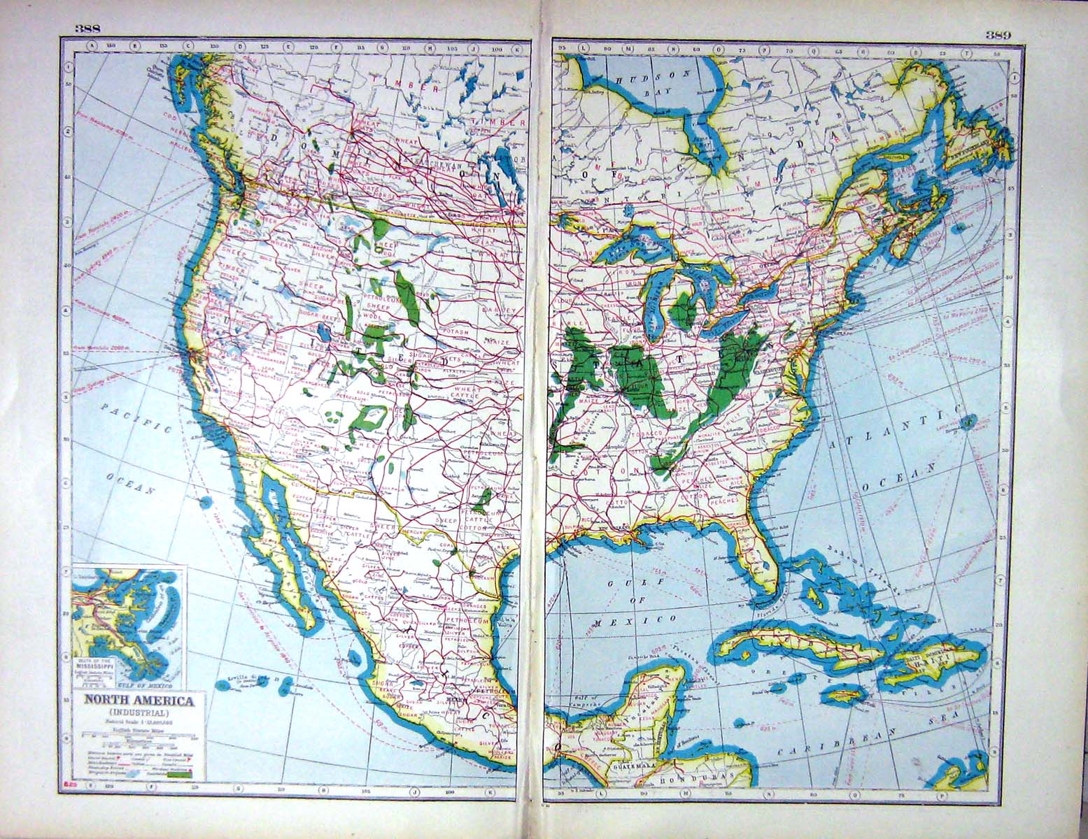 Old Print Hammerton Map C1920 Industrial America Mississippi Steel Minin 20th