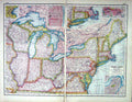 Old Print Hammerton Map C1920 America Plan Boston New York St. Louis Hud 20th