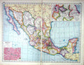 Antique Print Hammerton Map C1920 Mexico Plan America California Vera Cruz 20th