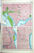 Old Print Hammerton Map C1920 American Plan Washington Chicago Philadelp 20th