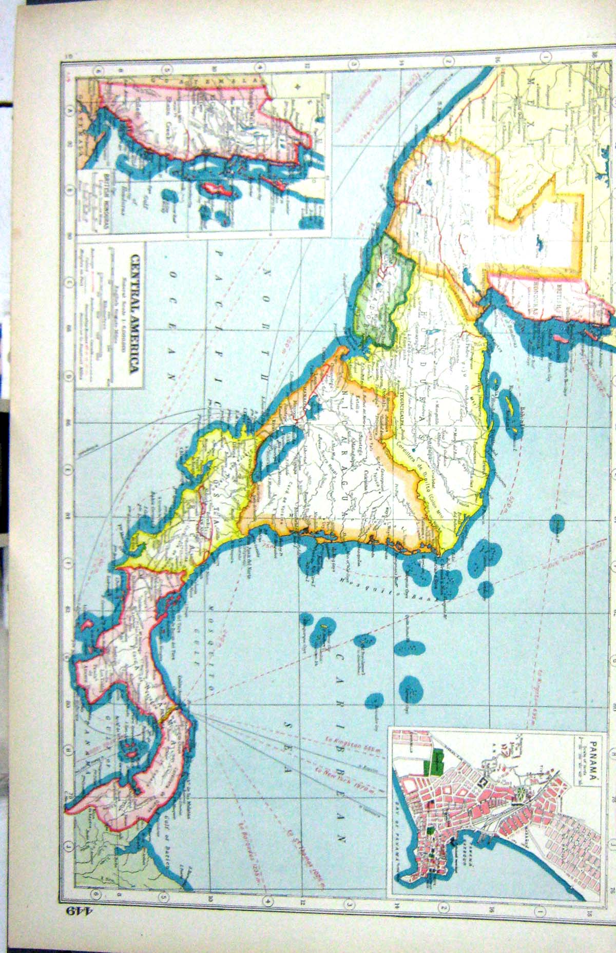 Old Print Harmsworth Hammerton Map C1920 America Plan Panama British Hon 20th