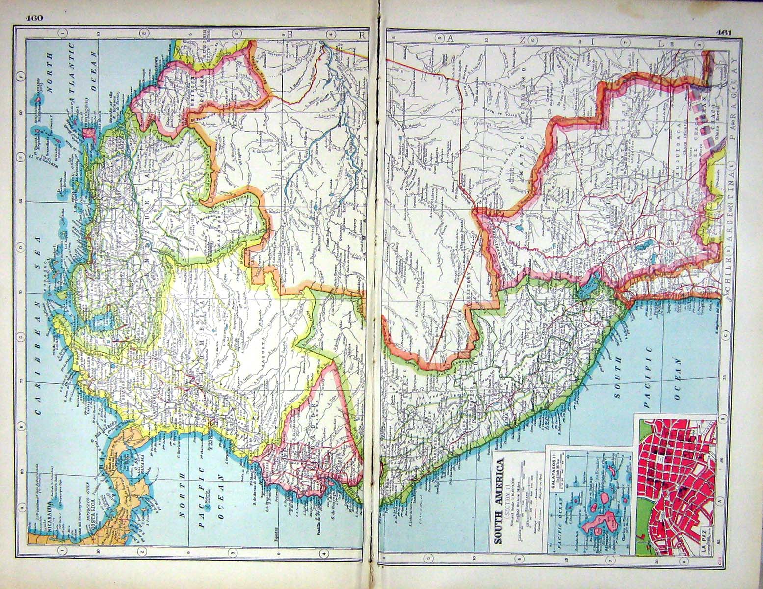 Old Print Hammerton Map C1920 South America Plan La Paz Venezuela Bolivi 20th