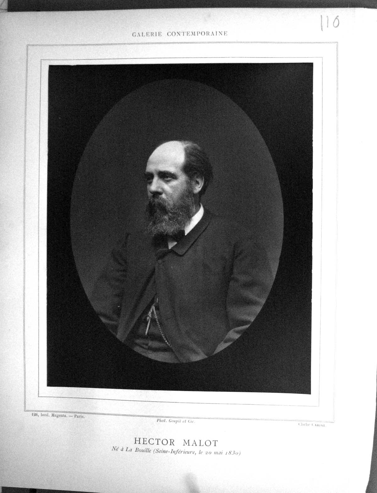 Antique Old Print Galerie Contemporaine 1879 Baschet Portrait Hector Malot 19th