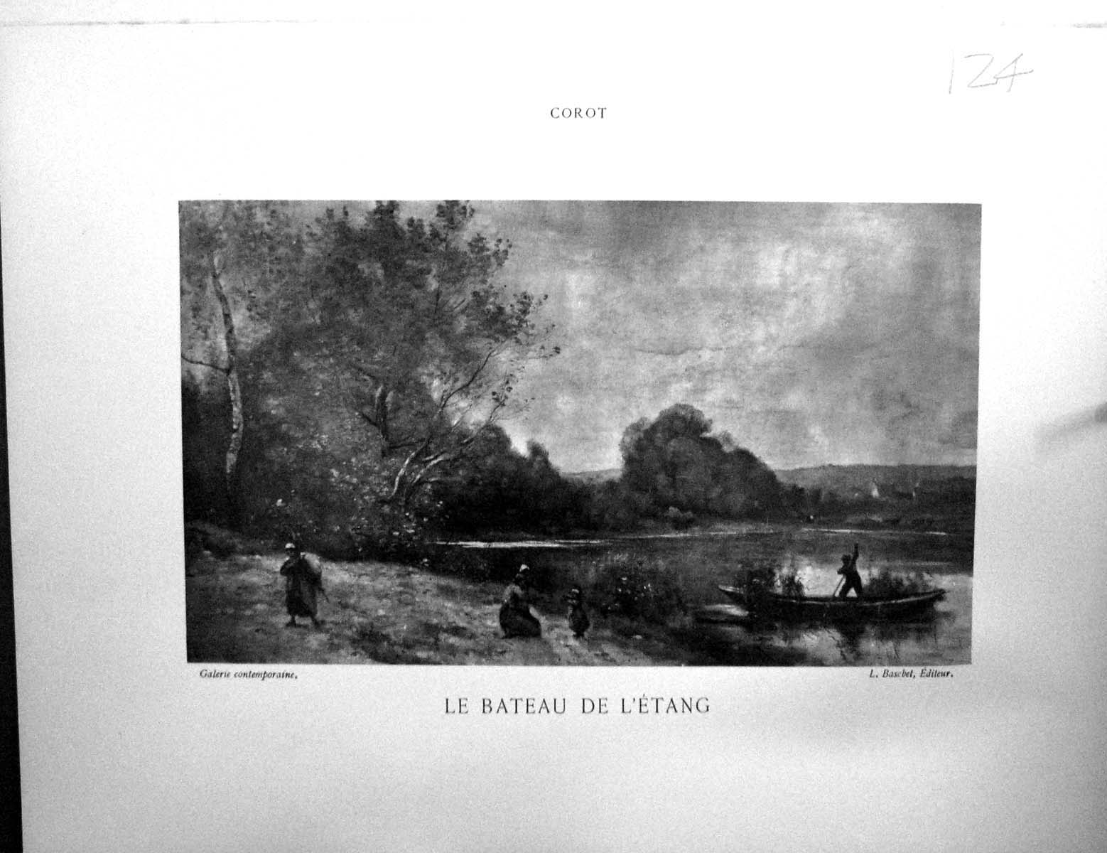 Old Galerie Contemporaine C1822 Lacroix Corot Bateau L'Etang Boat Ske 19th