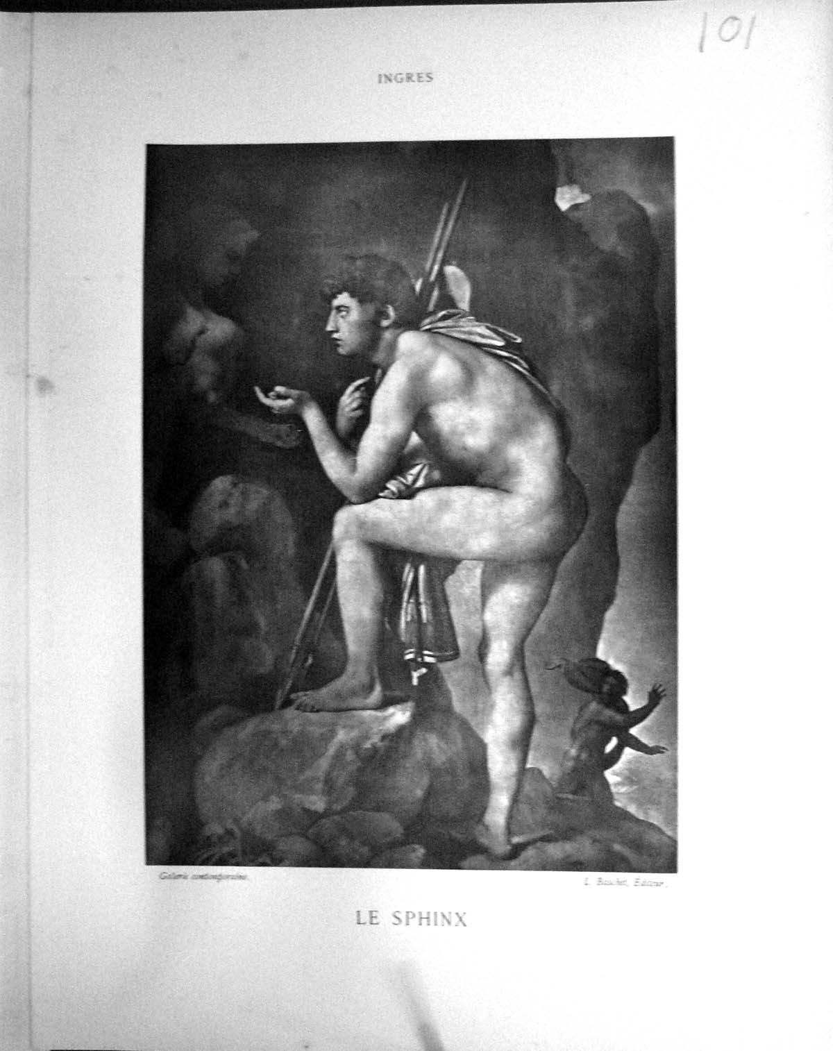 Old Galerie Contemporaine C1876 Baschet Sphinx Man Ingres Sketch Auto Victorian