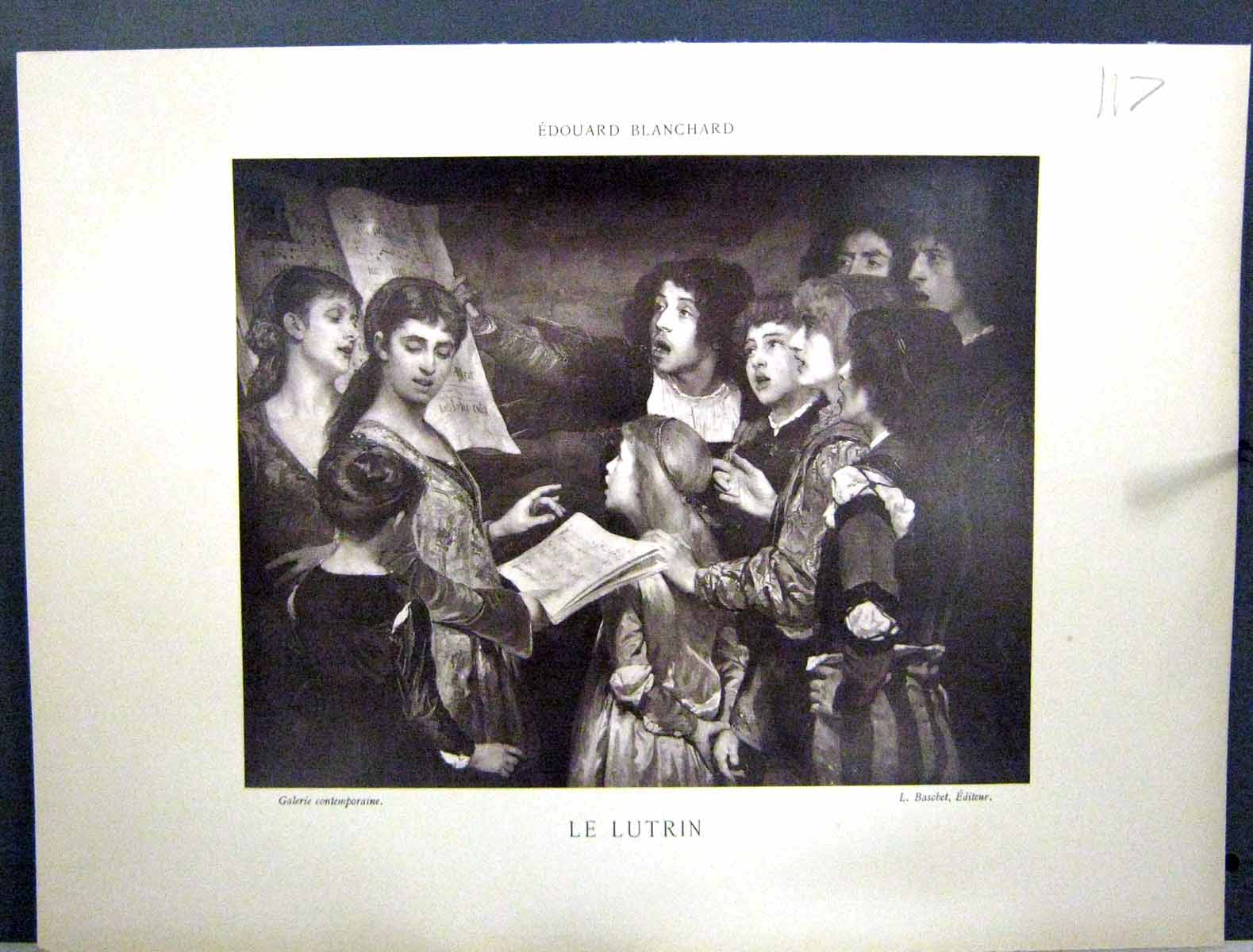 Old Edouard Blanchard Lutrin Singing Sketch Galerie Contemporaine C18 19th