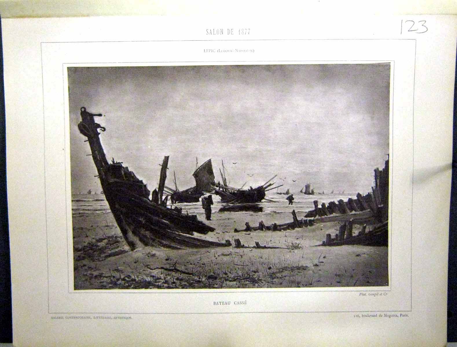 Old Galerie Contemporaine C1890 Lacroix Lepic Bateau Casse Ship Wreck Victorian