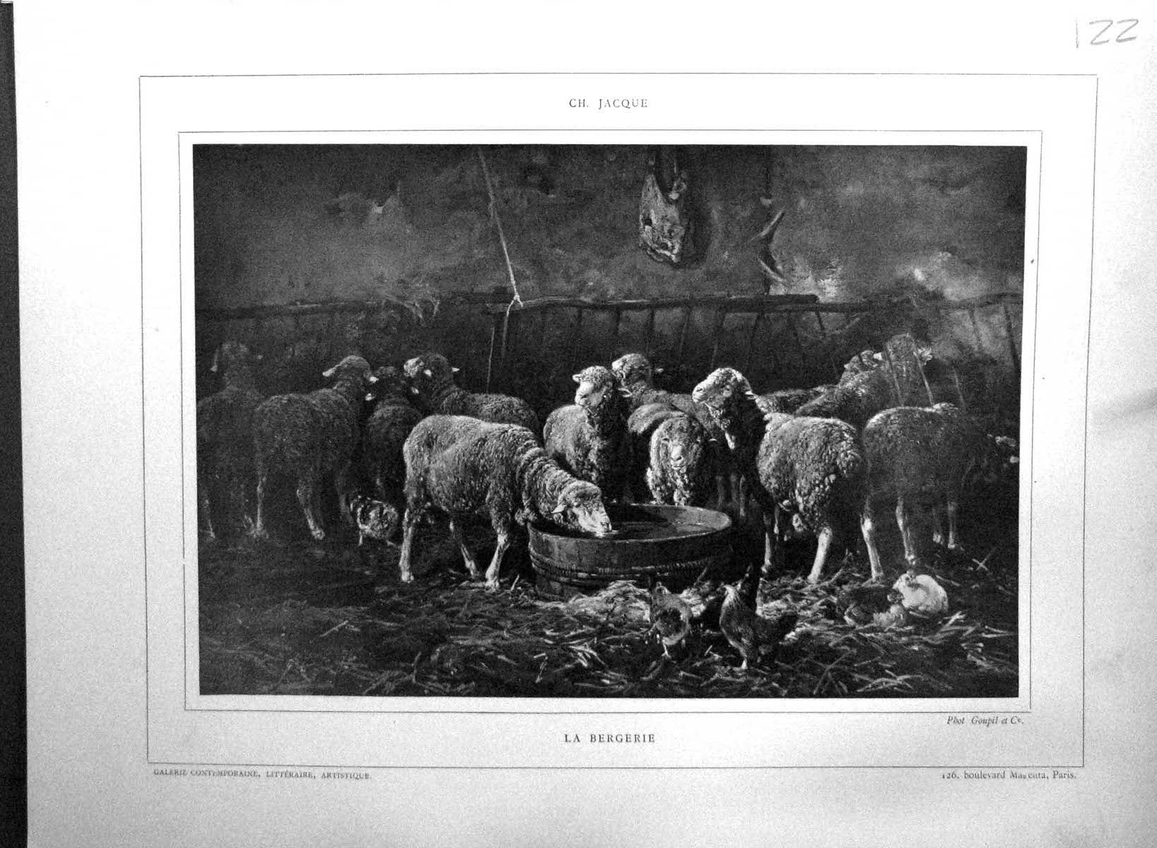 Old Galerie Contemporaine C1876 Baschet Jacque Bergerie Sheep Chicken Victorian