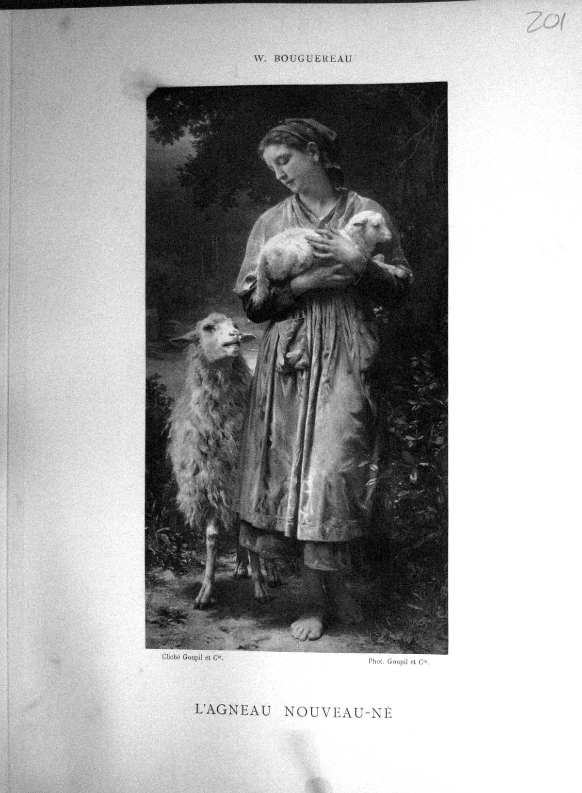 Old Galerie Contemporaine C1876 Baschet Bouguereau Lady Sheep L'Agnea Victorian