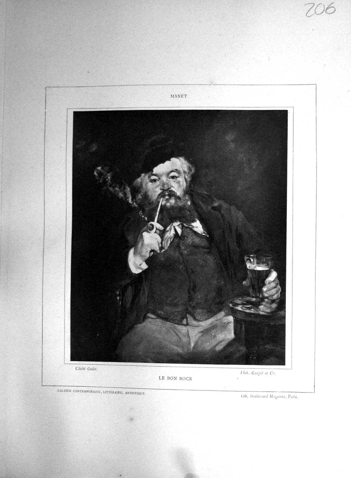 Old Galerie Contemporaine C1876 Baschet Manet Le Bon Bock Boy Sketch Victorian