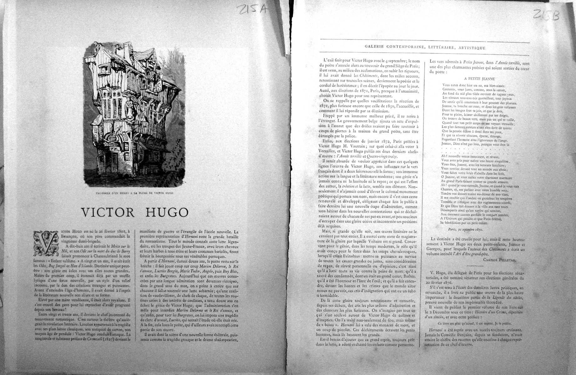 Old Galerie Contemporaine C1876 Baschet Victor Hugo Fac-Simile Dessin 19th