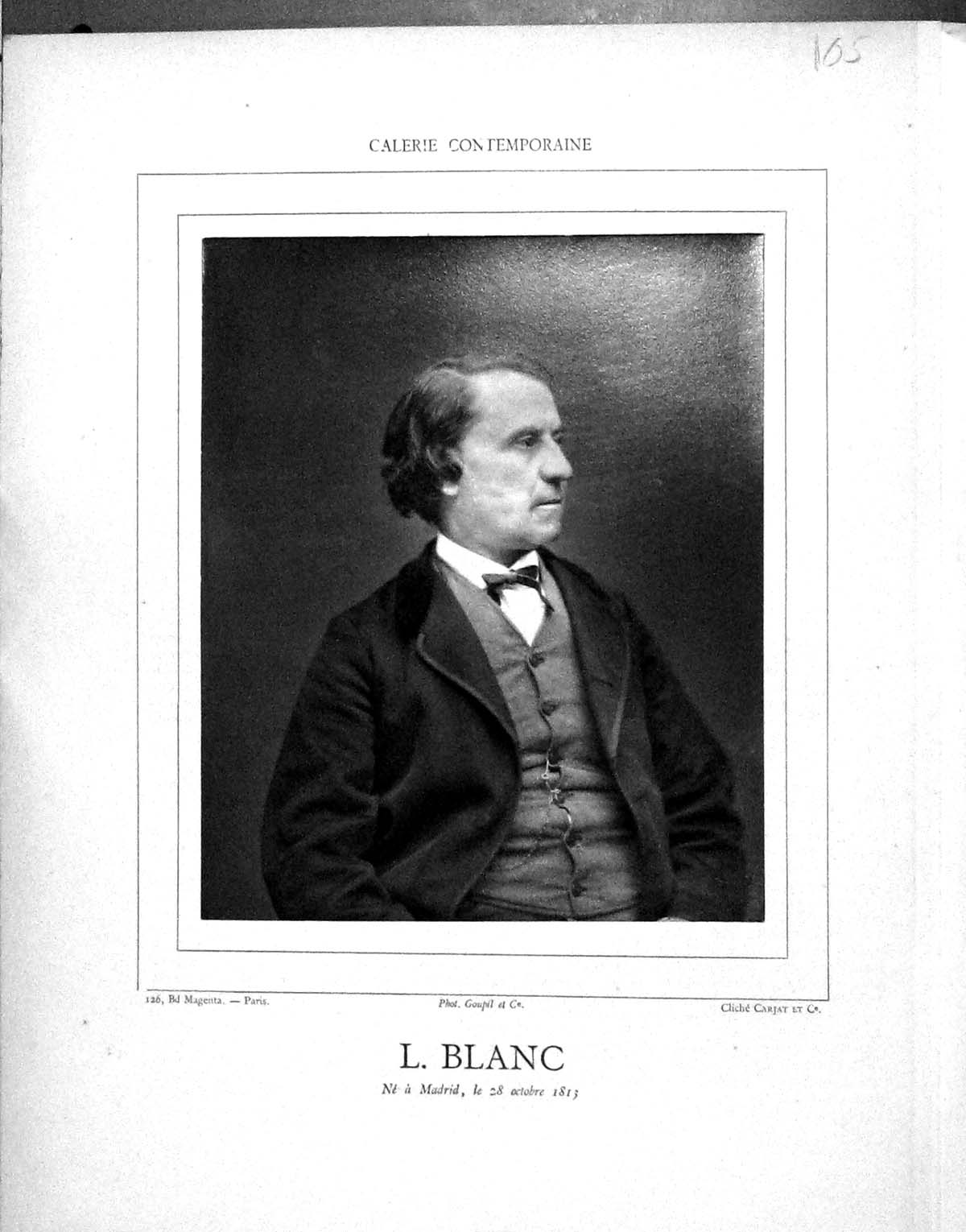 Antique Old Print Galerie Contemporaine C1877 Baschet Louis Blanc Autograph
