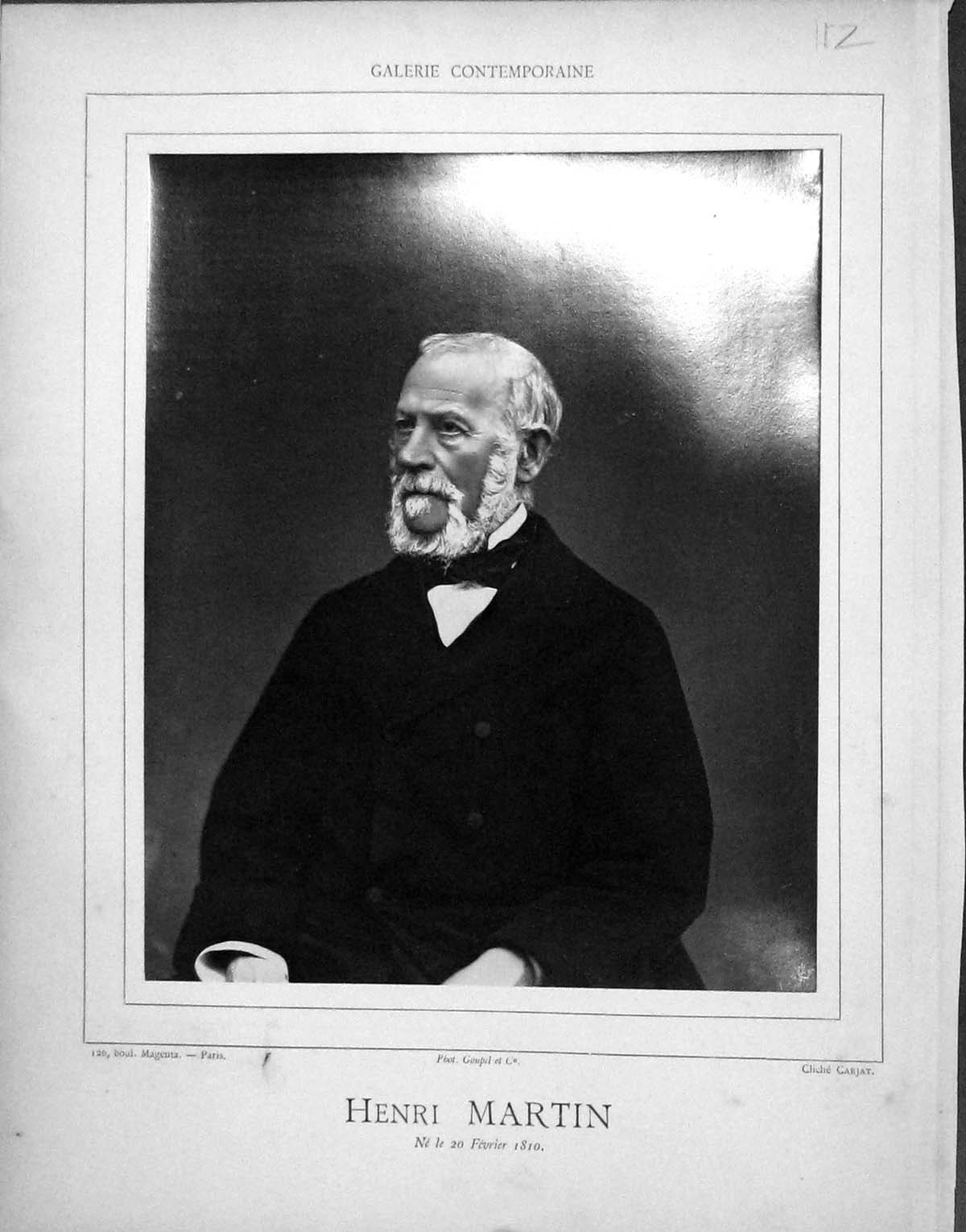 Antique Old Print Galerie Contemporaine C1877 Baschet Henri Martin Autograph