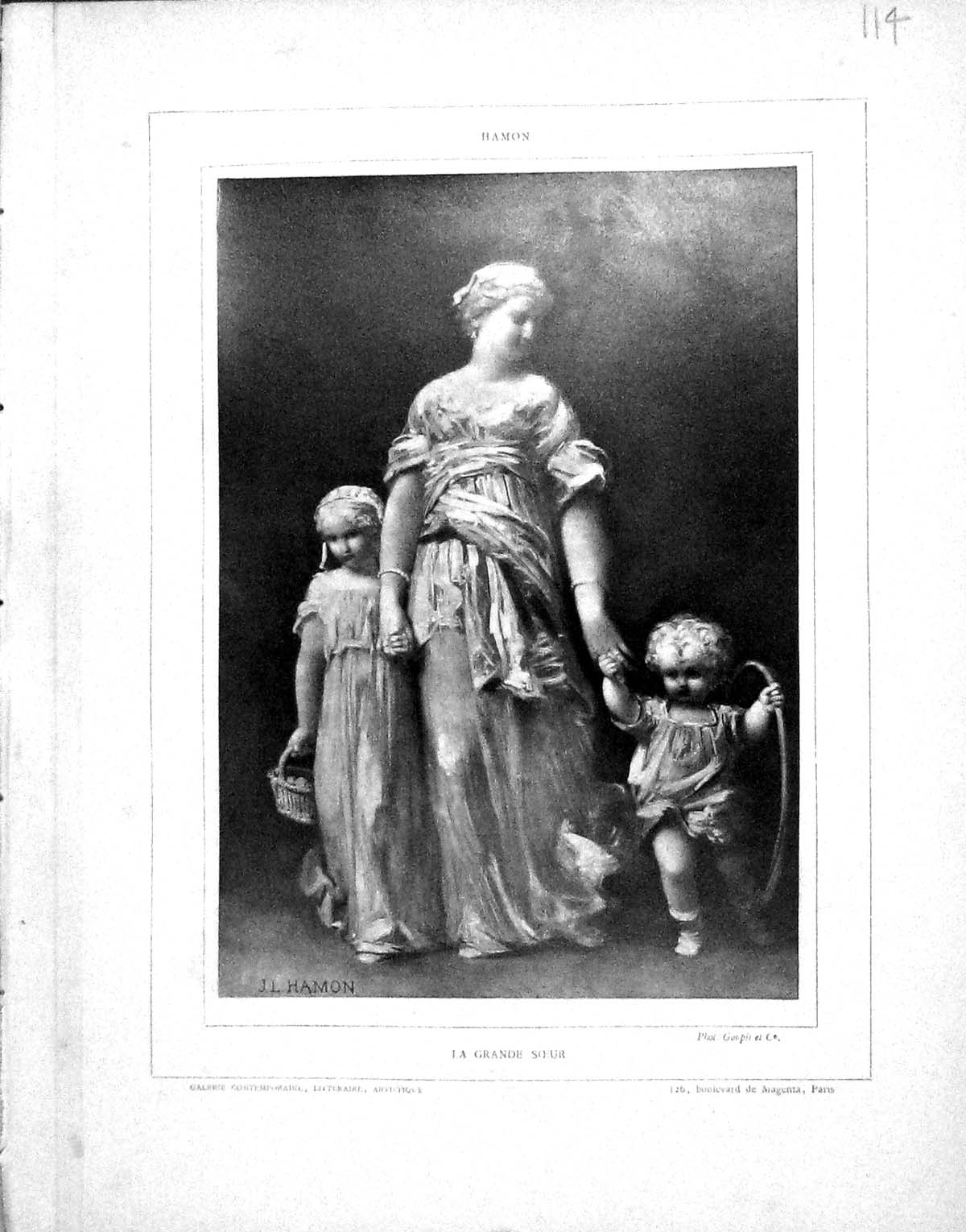 Old Galerie Contemporaine C1877 Baschet Hamon Sketches Grande Soeur C Victorian