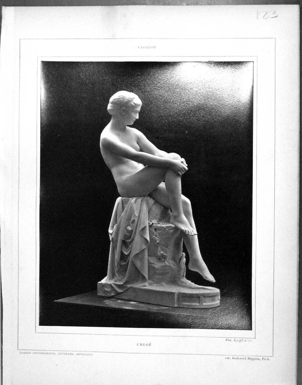 Antique Print Galerie Contemporaine C1877 Baschet Chloe Sculpture Vasselot 19th