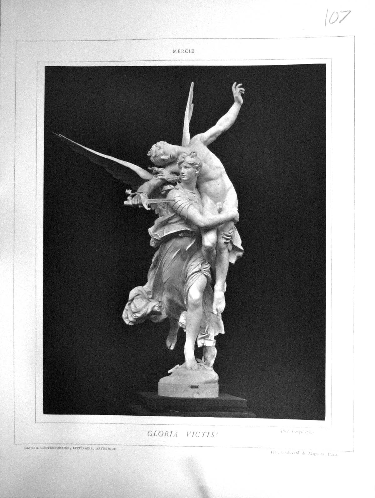 Old Galerie Contemporaine C1877 Baschet Sculpture Gloria Victis Anton Victorian
