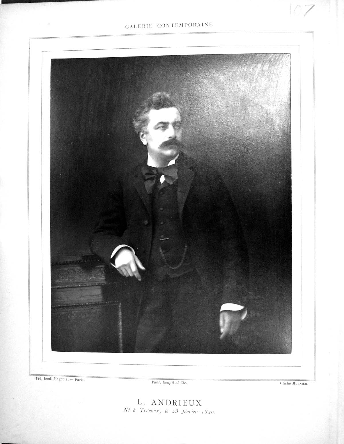 Antique Old Print Galerie Contemporaine 1879 Baschet Louis Andrieux Autograph