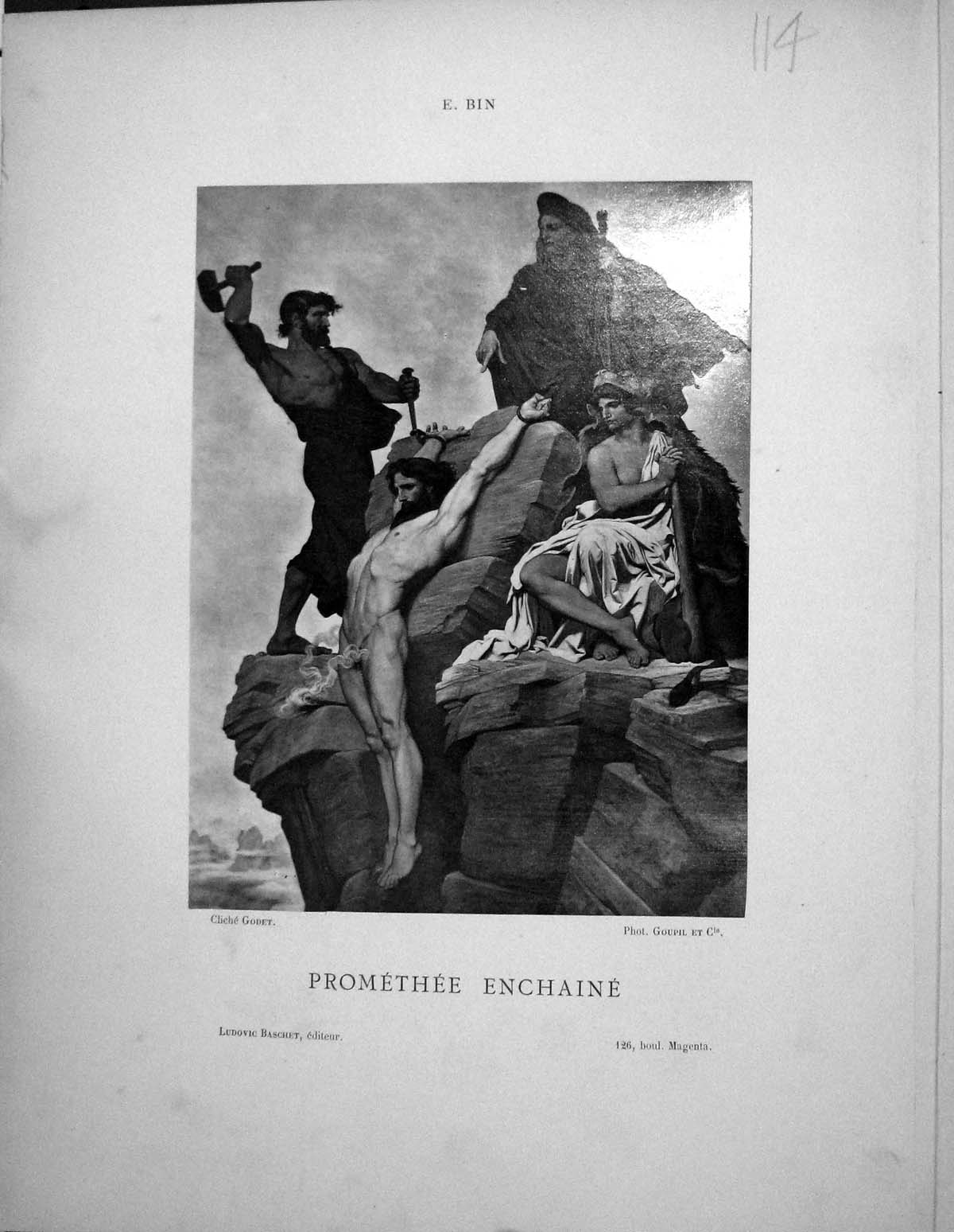 Old Galerie Contemporaine 1879 Baschet Emile Bin Promethee Enchaine S Victorian