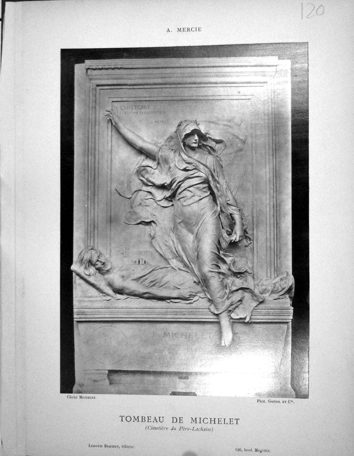 Old Galerie Contemporaine 1879 Baschet Antonin Tombeau Michelet Sculp Victorian