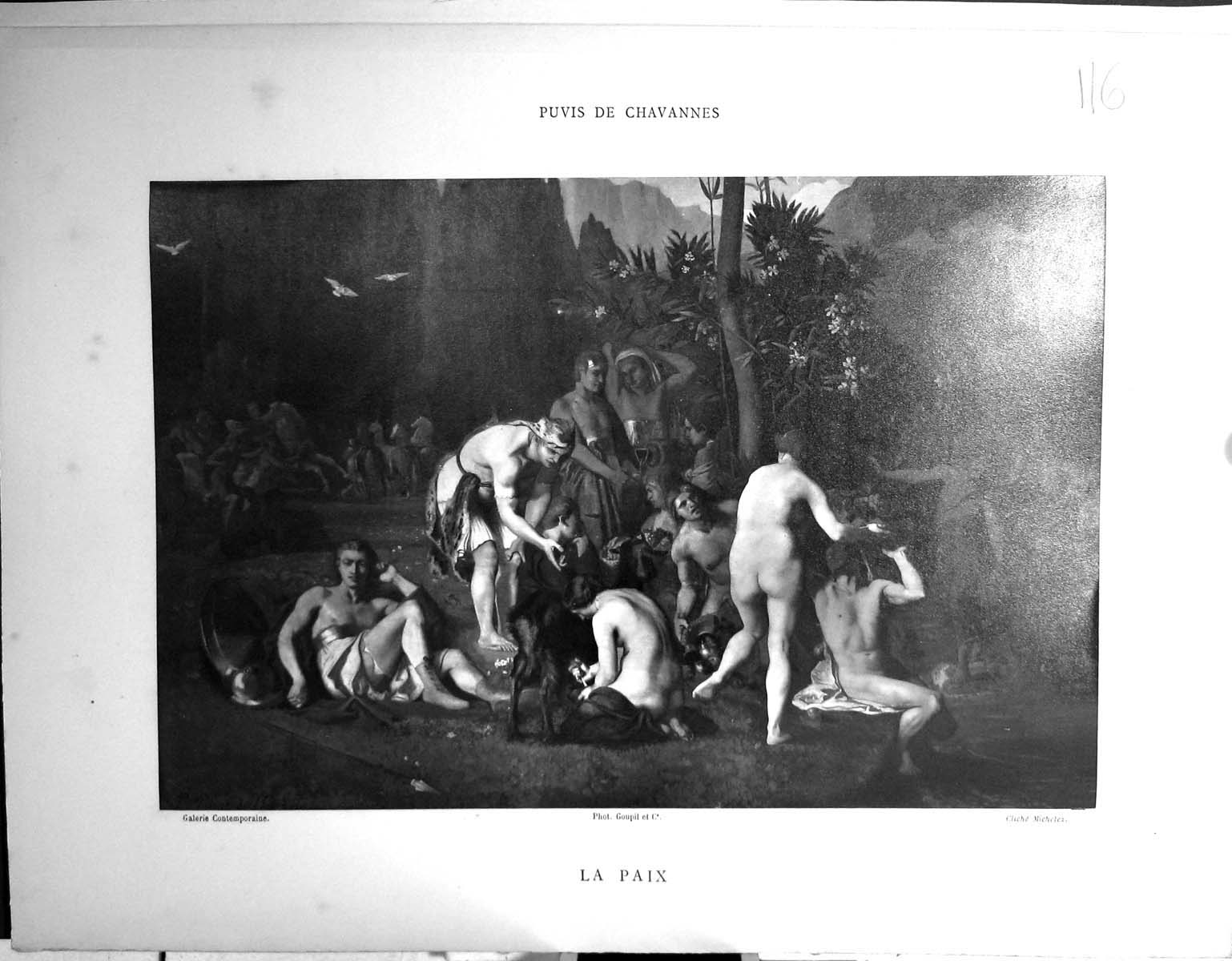 Old Galerie Contemporaine 1878 Baschet Puvis Chavannes La Paix Sketch Victorian