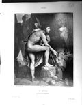 Old Galerie Contemporaine 1878 Baschet Ingres Sketch Sphinx Man Arrow Victorian