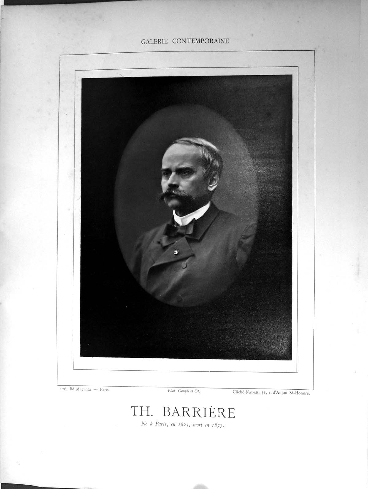 Old Print Galerie Contemporaine 1880 Baschet Theodore Barriere Autograph 19th