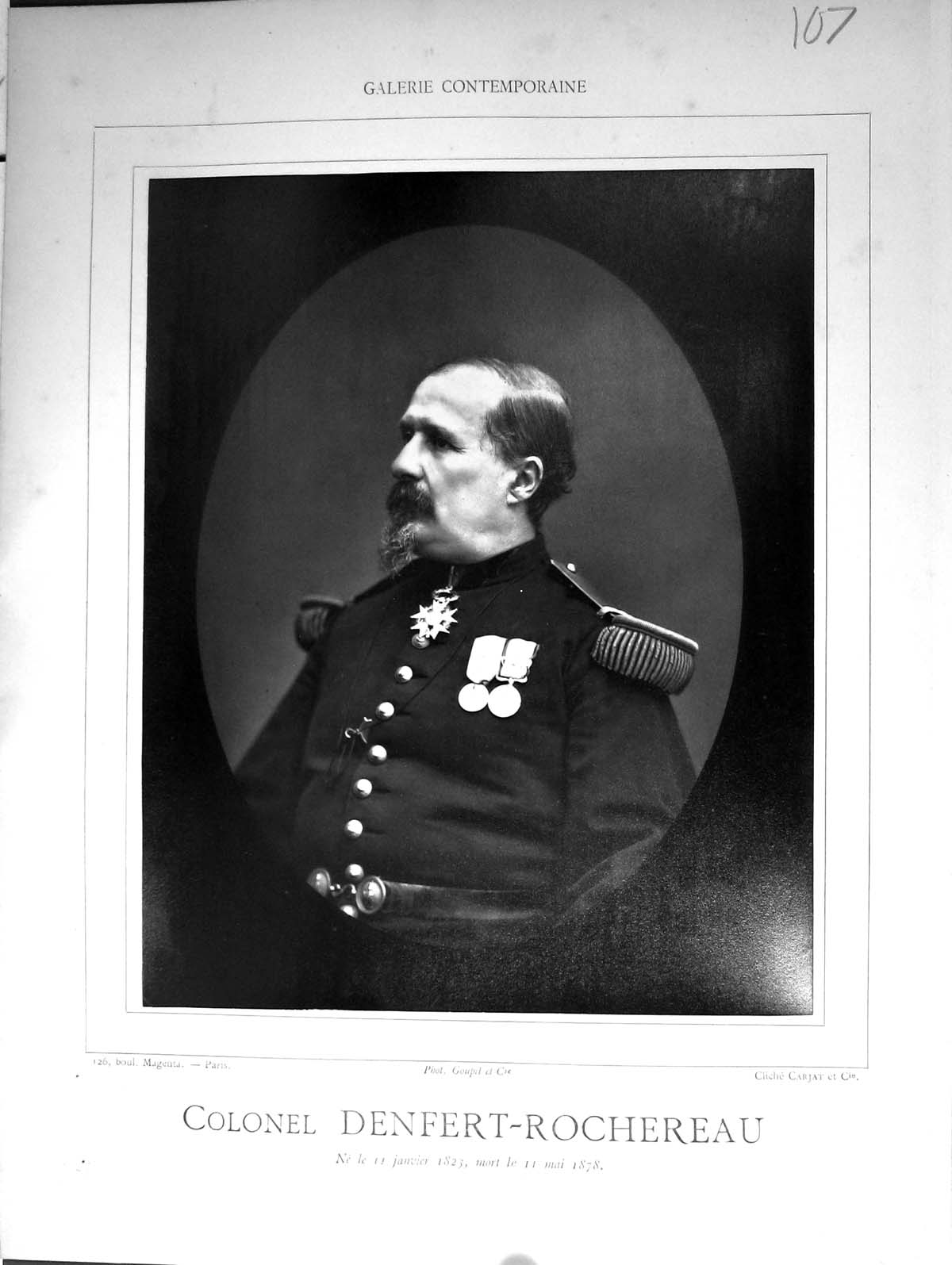 Old Galerie Contemporaine 1880 Baschet Colonel Denfert Rochereau Auto Victorian