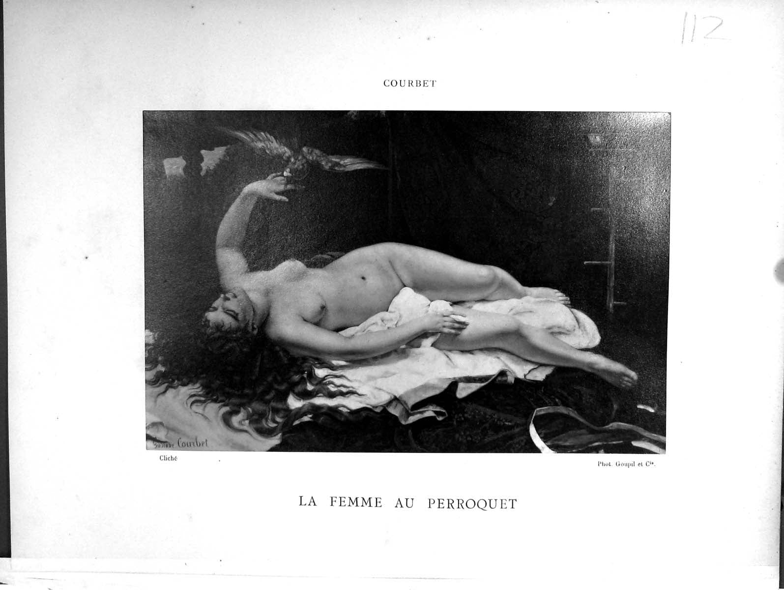 Old Galerie Contemporaine 1880 Baschet Courbet Femme Perroquet Naked Victorian
