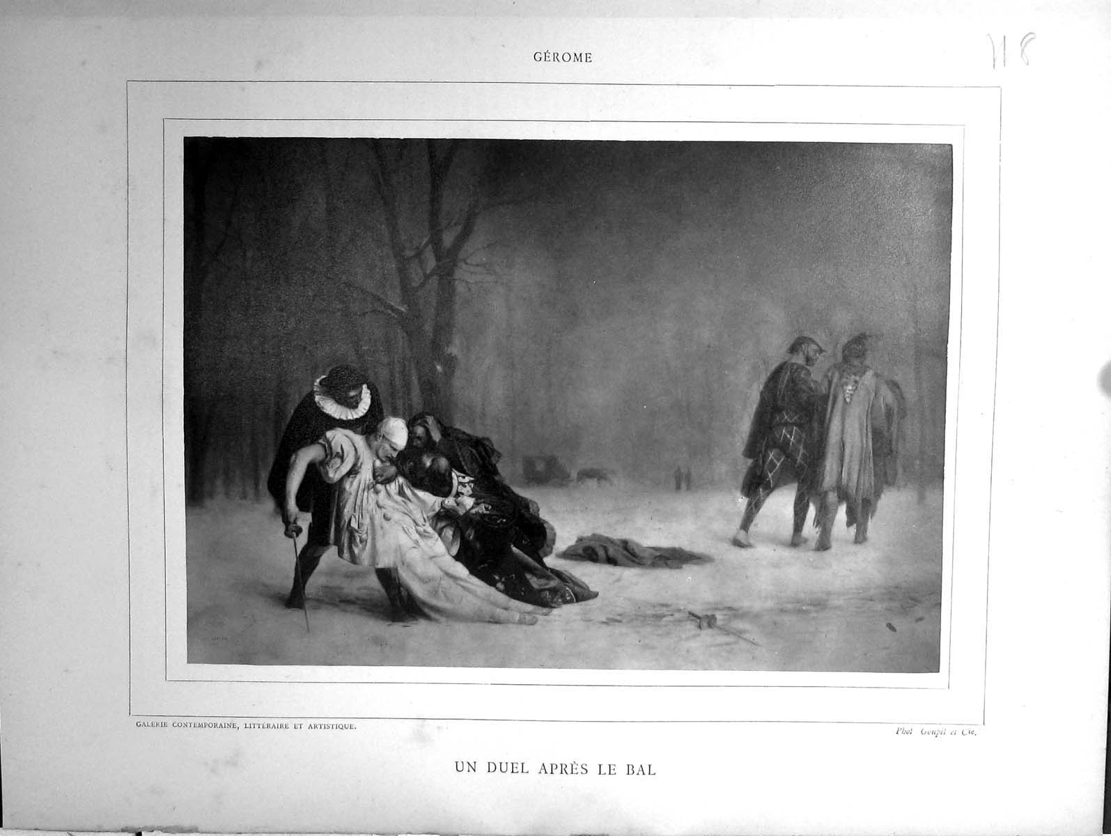 Old Galerie Contemporaine 1880 Baschet Gerome Duel Apres Le Bal Dog S Victorian