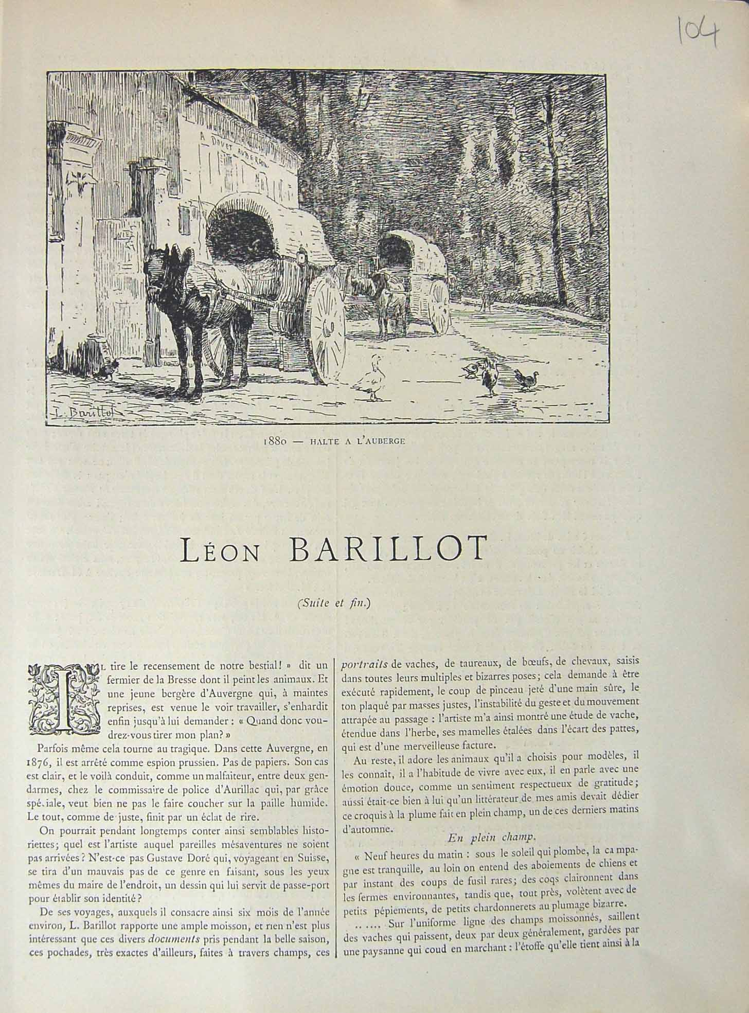 Old Galerie Contemporaine C1874-78 Lacroix Leon Barillot Halte L'Aube Victorian